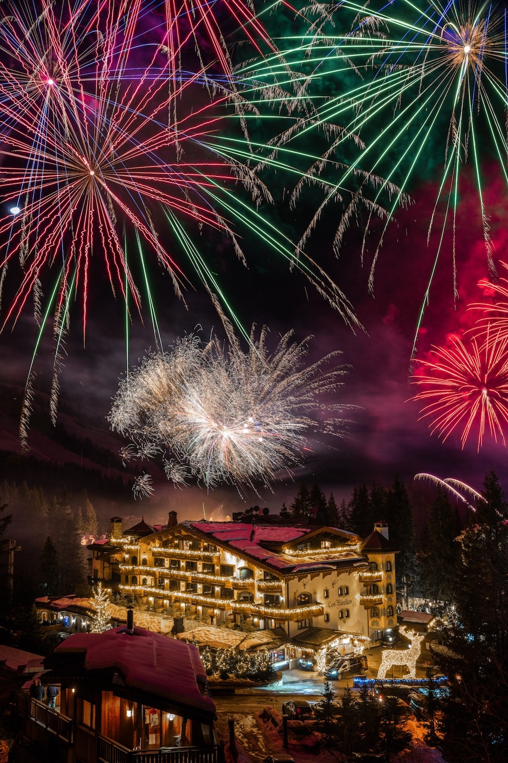 Feux d'artifices à Courchevel, Les Airelles, hôtel de luxe au coeur des 3 Vallées